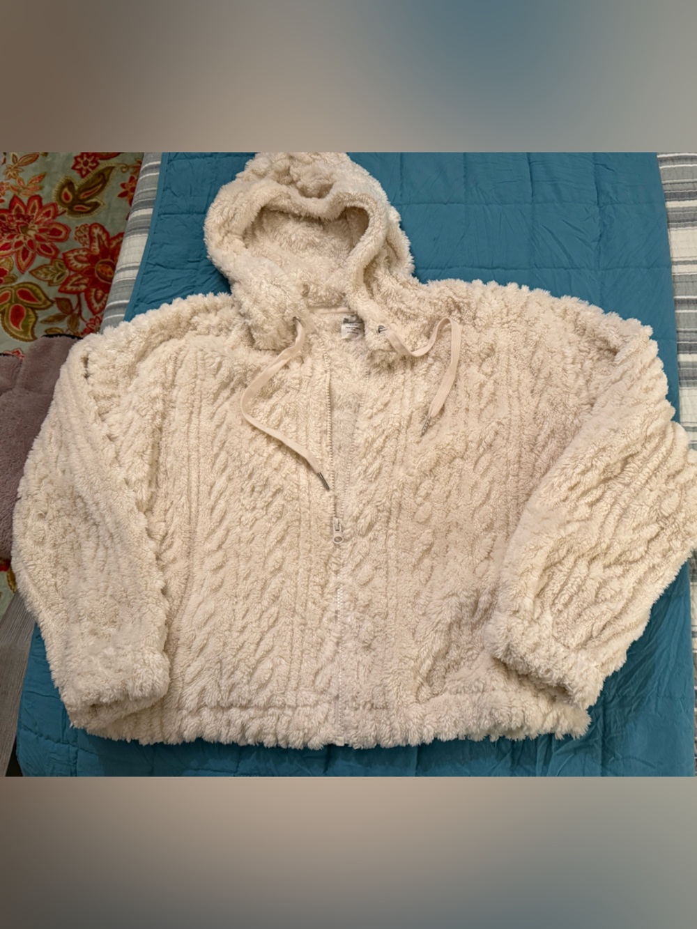 No Boundaries Cream Sherpa Hooded Zip Cardigan